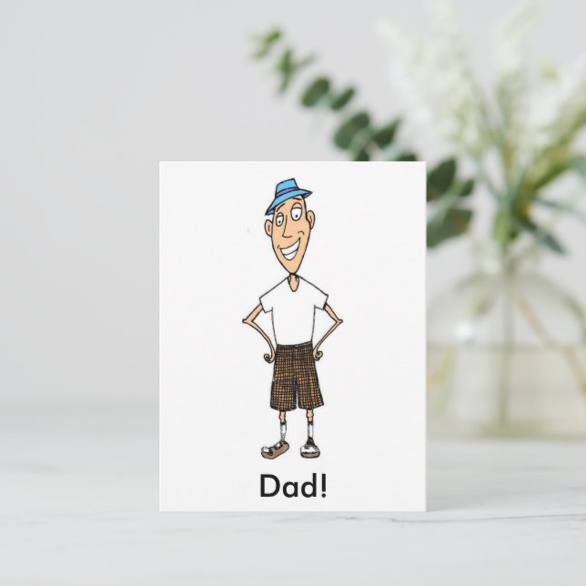Funny Father's Day Cartoon Dad Postcard (Standing Front)