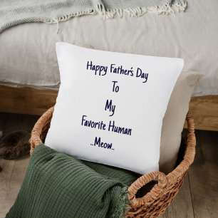 Funny Fathers Day Cat Dad Gift Meow Quote Template Throw Pillow