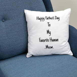 Funny Fathers Day Cat Dad Gift Meow Quote Template Throw Pillow