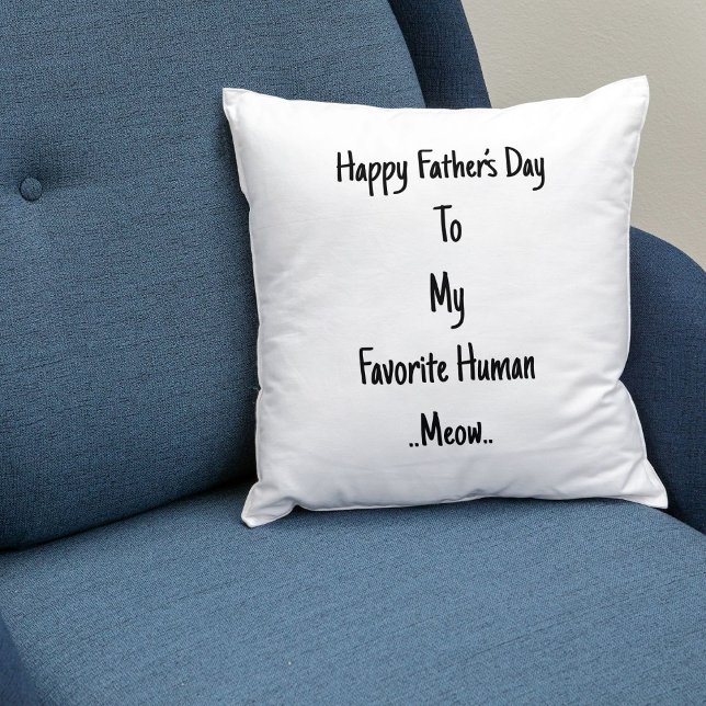 Funny Fathers Day Cat Dad Gift Meow Quote Template Throw Pillow (Creator Uploaded)