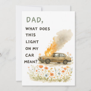 Funny Father's Day Funny Dad Car Trouble Greeting Thank You Card