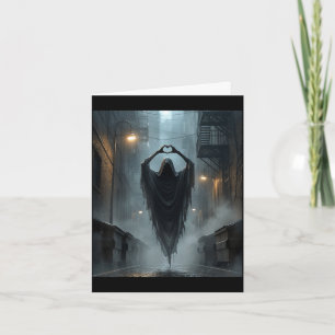 Funny fathers day ghost heart hands scary face card