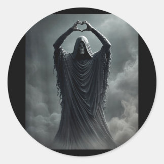 Funny fathers day ghost heart hands scary face classic round sticker