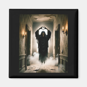 Funny fathers day ghost heart hands scary face magnet