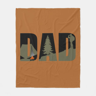 Funny Fathers Day Gift Hiking Camping Dad  Fleece Blanket