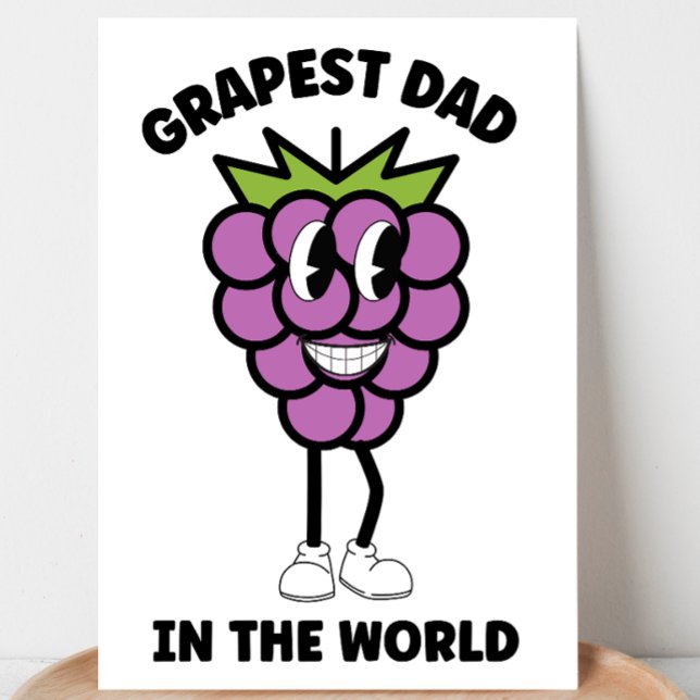 Funny Father's Day Grapest dad in the world pun  Holiday Card (Creator Uploaded)