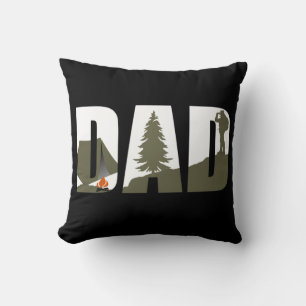 Funny Fathers Day Hiking Camping Dad Throw Pillow