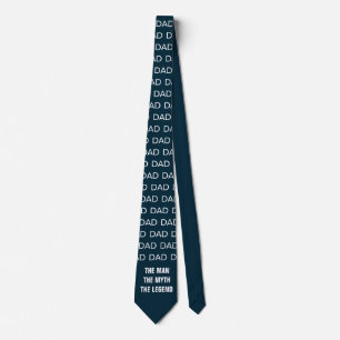 Funny Fathers Day Navy Blue Typography Tie