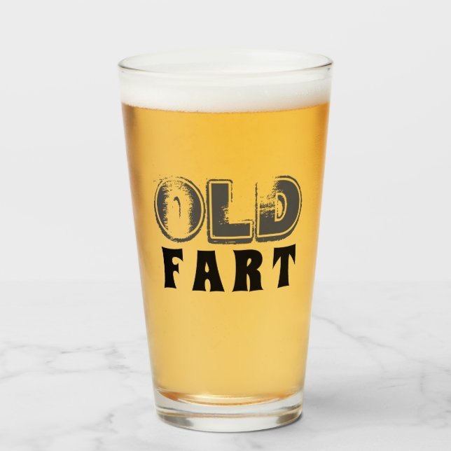 Funny Father's Day Old Fart Typography Glass (Front Filled)