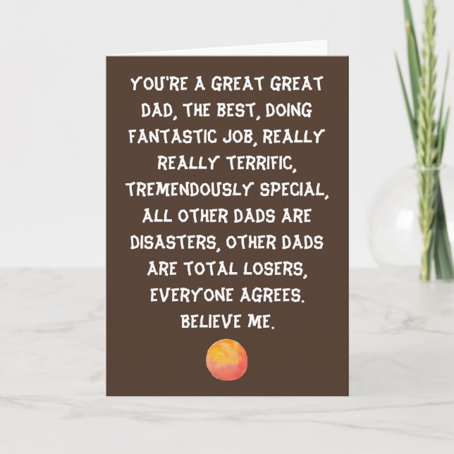 Funny Father's Day Overly Superlative speech Card (Front)