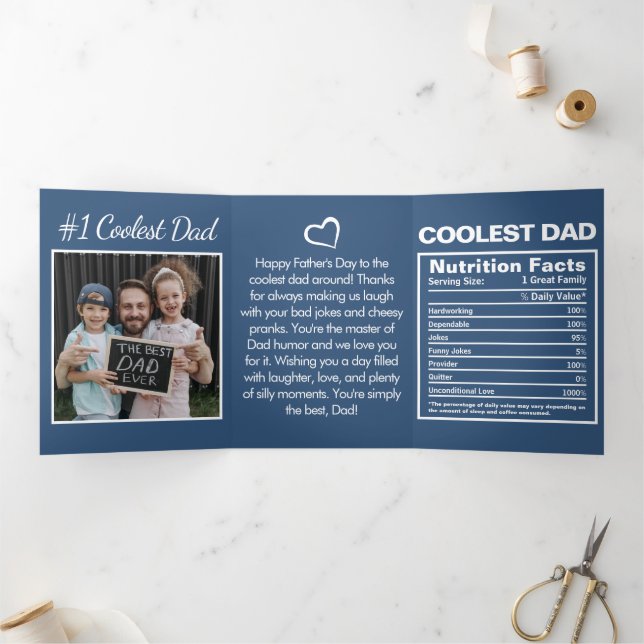 Funny Father's Day Photo Nutrition Tri-Fold Card (Inside)