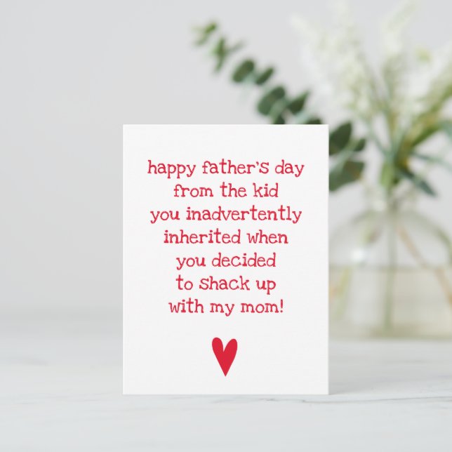 Funny Father's Day Quote for Bonus Dad Card (Standing Front)