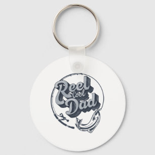 Funny Father's Day Reel Cool Dad Papa Grandpa Fish Keychain