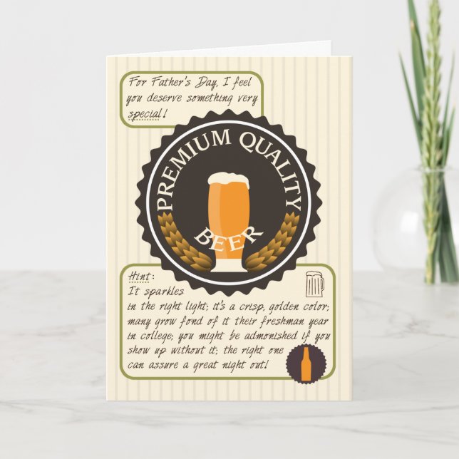 Funny Father's Day, Retro Beer Label, Necktie Card (Front)