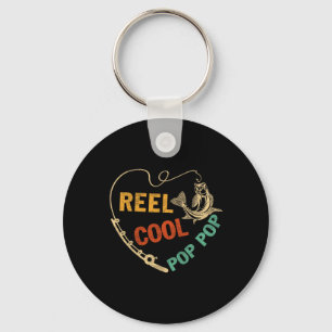 Funny Fathers Day Vintage Fishing Reel Cool Pop Po Keychain