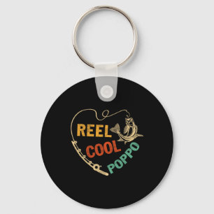 Funny Fathers Day Vintage Fishing Reel Cool Poppo  Keychain