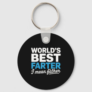 Funny fathers day worlds farter mean father dad keychain