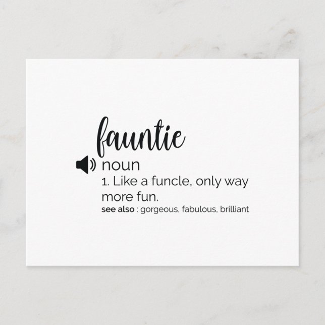 Funny Fauntie Definition Postcard (Front)