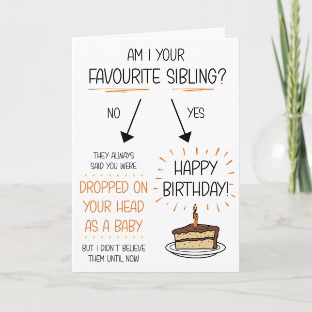 Funny Favori Sibling Carte d'anniversaire (Devant)