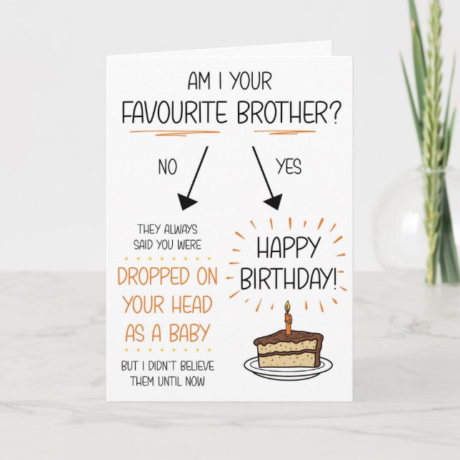 Funny Favorite Brother Birthday Card (Front)