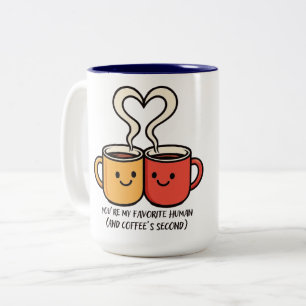 Funny Favorite Human & Coffee Quote Couple Mug