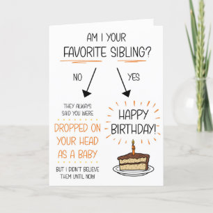 Funny Favorite Sibling Birthday Card