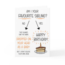 Funny Favorite Sibling Birthday Card