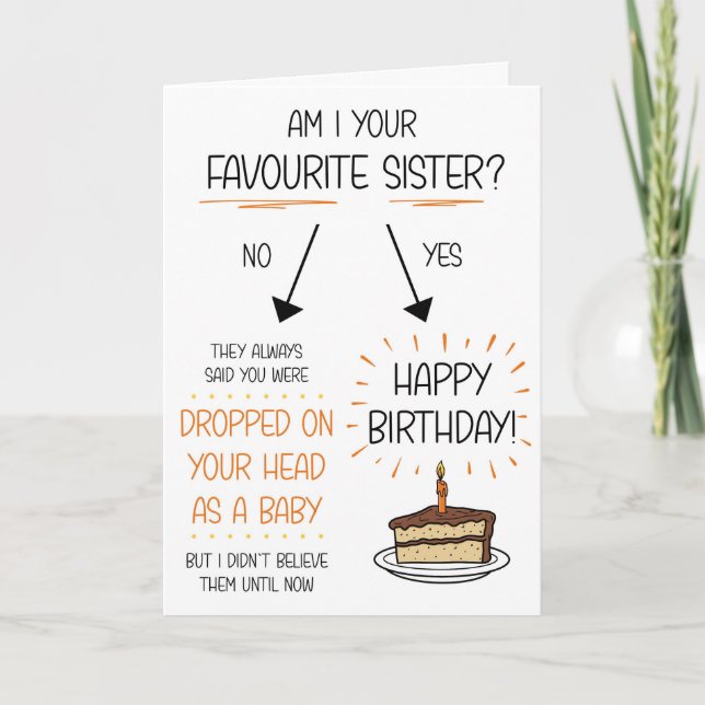 Funny Favorite Sister Birthday Card (Front)