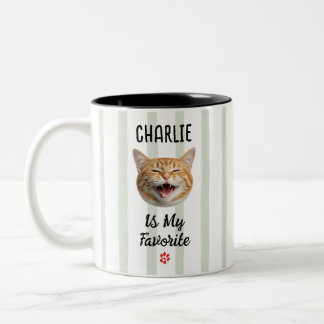 Funny Favourite Cat Custom Face Photo Two-Tone Coffee Mug