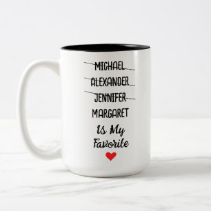 Funny Favourite Child Mug with 4 Custom Names