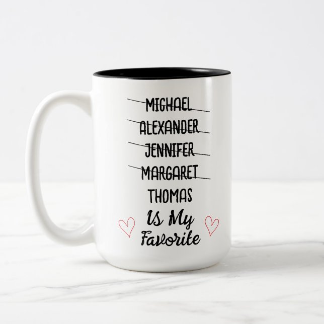 Funny Favourite Child Mug with 5 Names Custom Gift (Left)