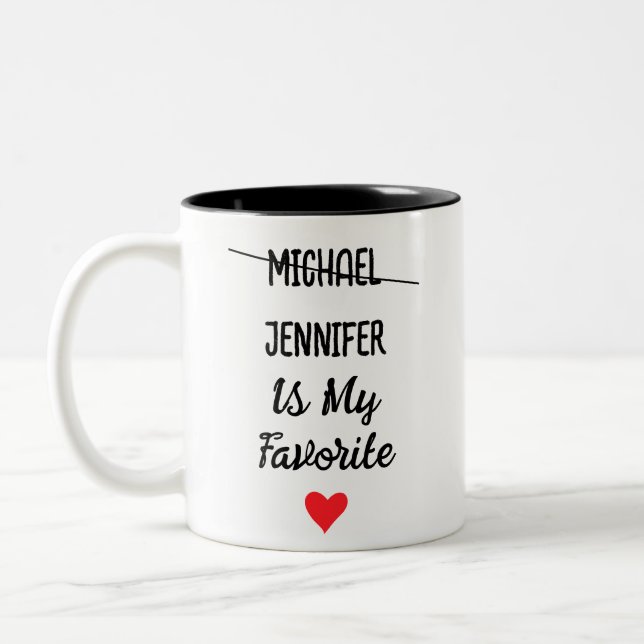 Funny Favourite Child With Personalized 2 Names Two-Tone Coffee Mug (Left)