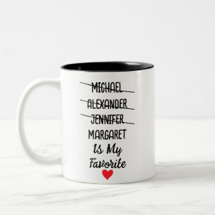 Funny Favourite Child With Personalized 4 Names Two-Tone Coffee Mug