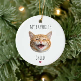 Funny Favourite Fur Child Custom Cat Face Ceramic Ornament