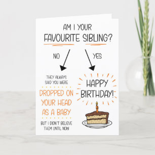 Funny Favourite Sibling Birthday Card
