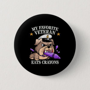 Funny favourite veteran eats crayons jarhead famil 2 inch round button