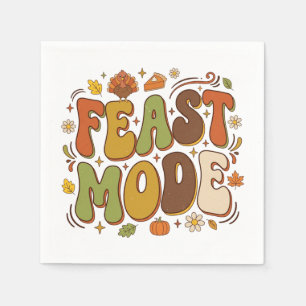 Funny Feast Mode Retro Thanksgiving Napkin
