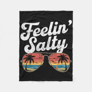 Funny Feelin Salty Vintage Beach Summer Vacation 7 Fleece Blanket