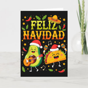 Funny Feliz Navidad Avocado Tacos Mexican Christma Card