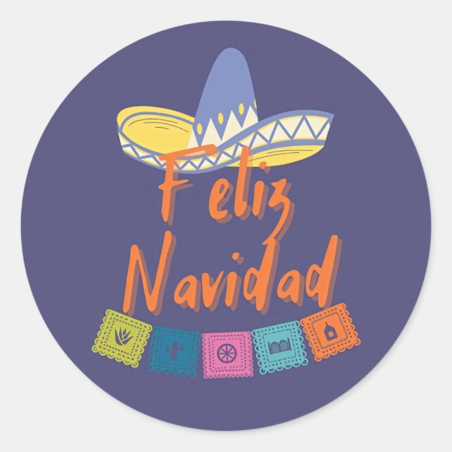 Funny feliz navidad classic round sticker (Front)