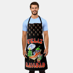 Funny Feliz Navidad Cute Christmas Chili Apron