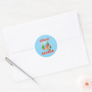 Funny Feliz Navidad Cute Christmas Chili Classic Round Sticker