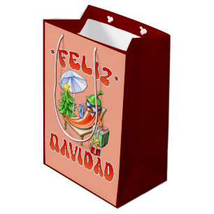 Funny Feliz Navidad Cute Christmas Chili Medium Gift Bag