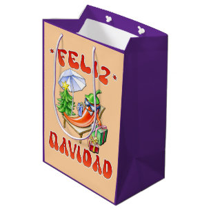 Funny Feliz Navidad Cute Christmas Chili Medium Gift Bag