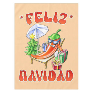 Funny Feliz Navidad Cute Christmas Chili Tablecloth
