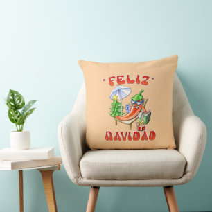 Funny Feliz Navidad Cute Christmas Chili Throw Pillow