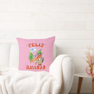 Funny Feliz Navidad Cute Christmas Chili Throw Pillow