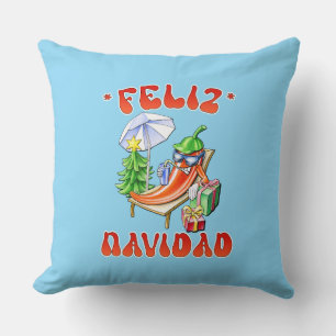 Funny Feliz Navidad Cute Christmas Chili Throw Pillow