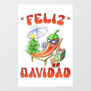 Funny Feliz Navidad Cute Christmas Chili Window Cling