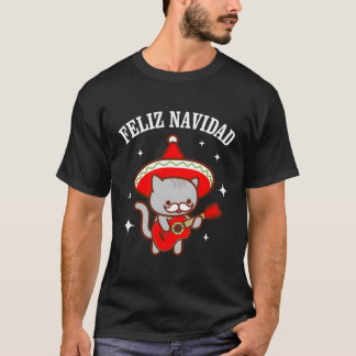 Funny Feliz Navidad Meowiachi Cat For Christmas T-Shirt